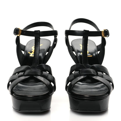 Saint Laurent Calfskin Tribute 75 Platform Sandals 36.5 Black 2 of 9