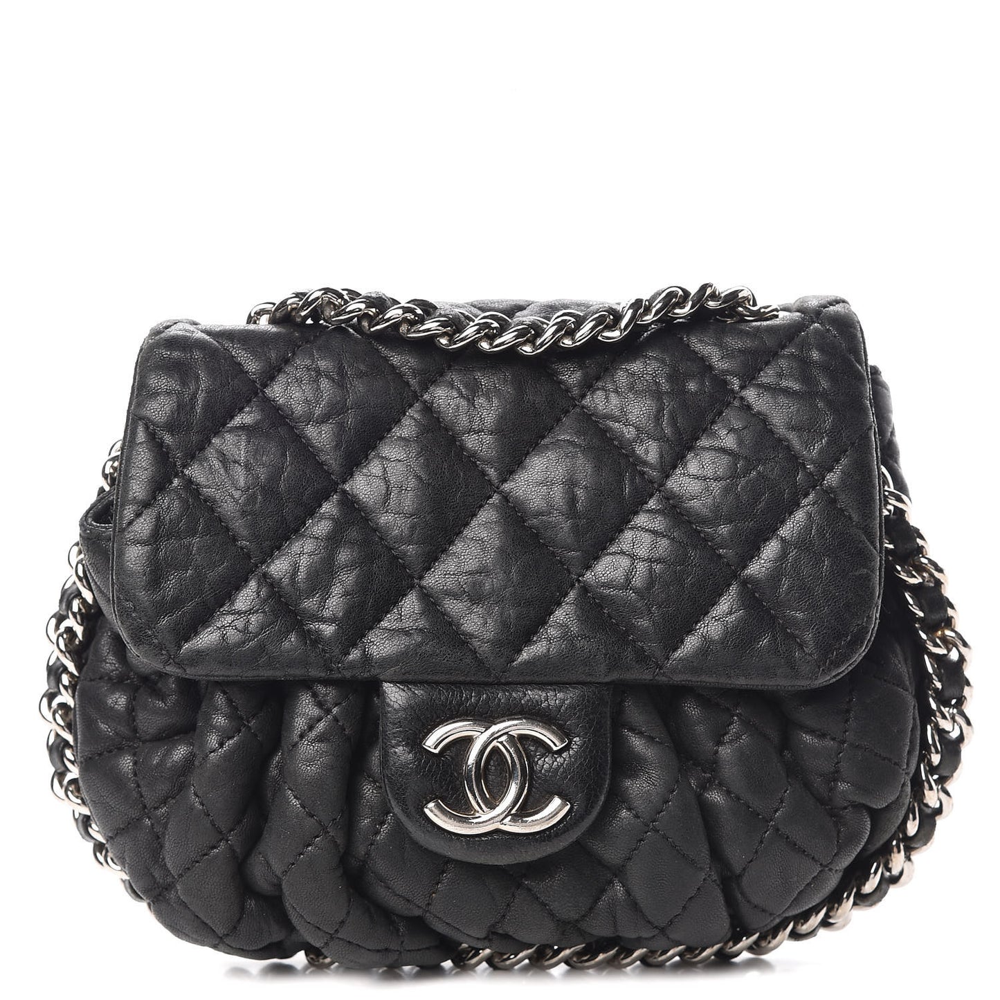 Washed Lambskin Mini Chain Around Messenger Black