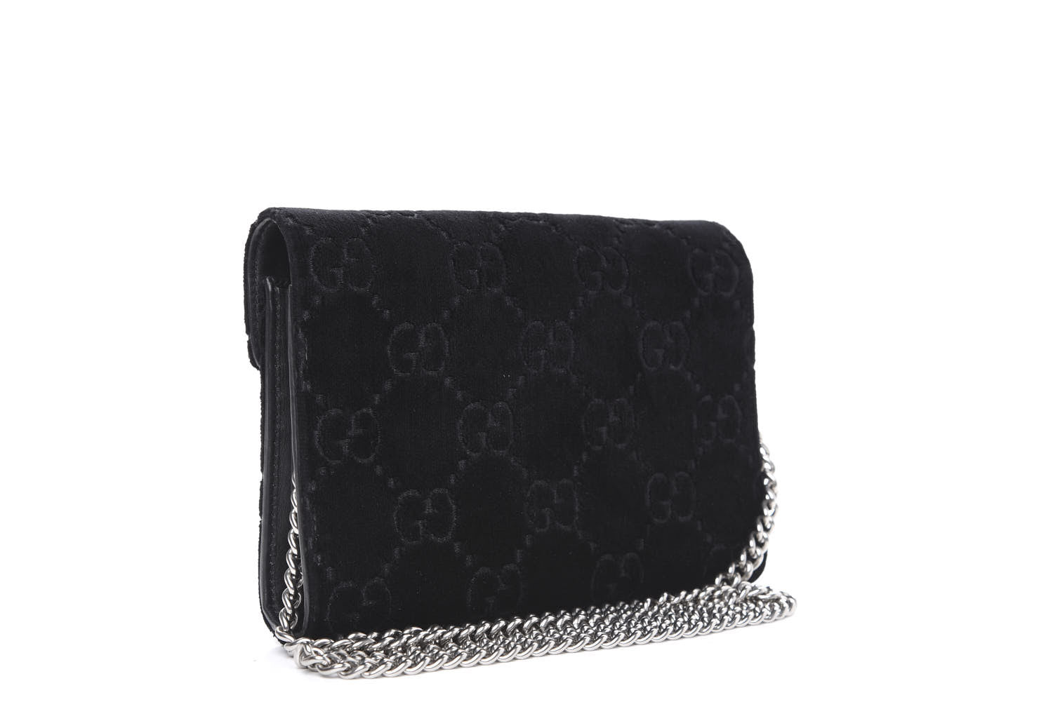 Gucci Velvet GG Monogram Mini Dionysus Chain Wallet Black 3 of 11