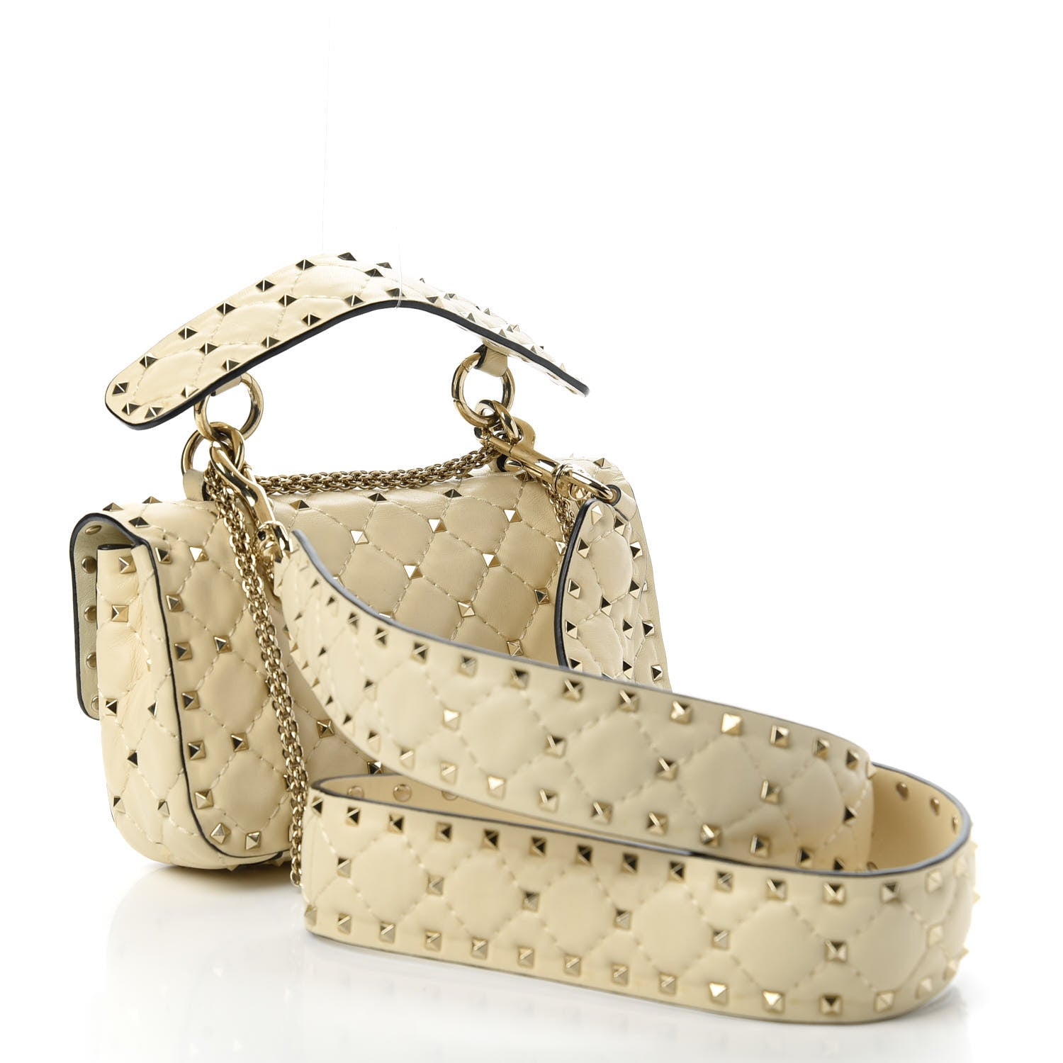 Valentino Garavani Nappa Small Rockstud Spike Shoulder Bag Light Ivory 3 of 10