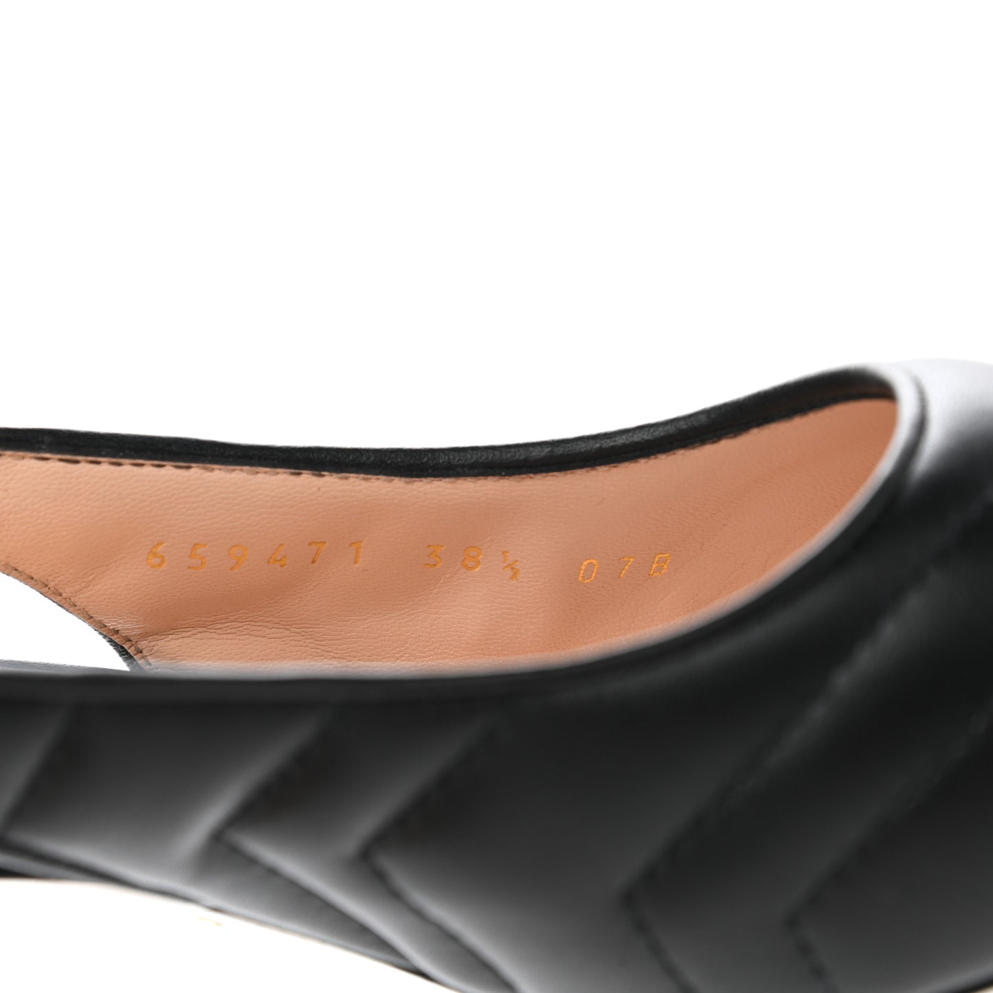 Nappa Charlotte Chevron Matelasse Double G 75mm Slingback Pumps 38.5 Black