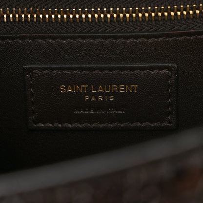 Saint Laurent Embossed Calfskin Carre Satchel Brown 7 of 12