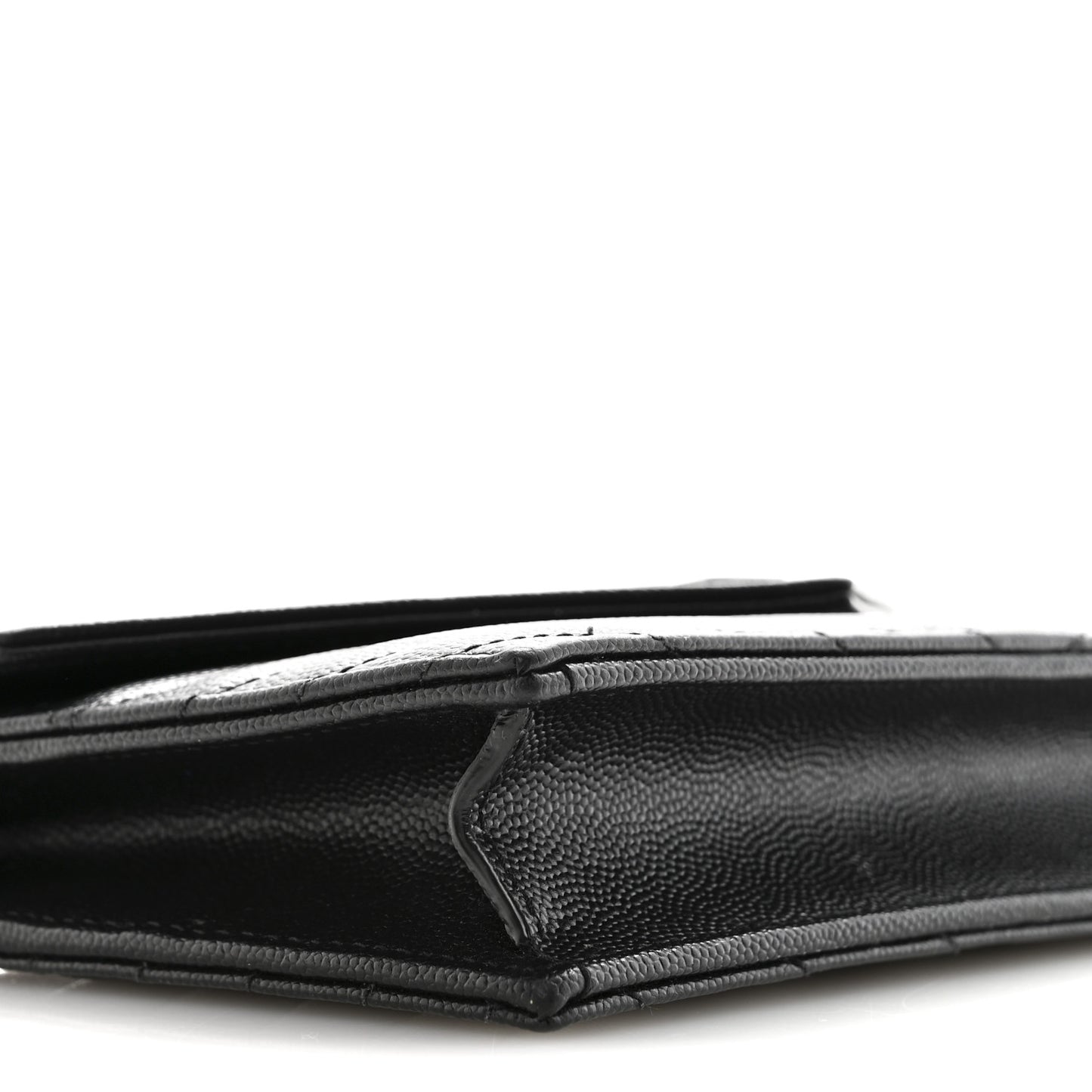 Grain De Poudre Matelasse Chevron Monogram Monochrome Envelope Chain Wallet Black