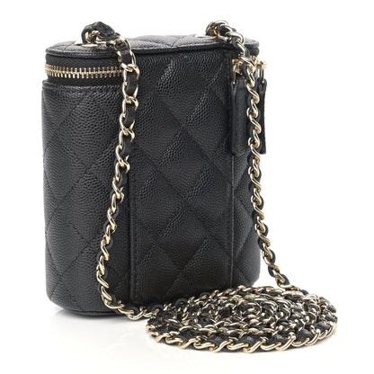 Chanel Caviar Quilted Small Vertical Coco Beauty Vanity Case With Chain Black 3 of 9