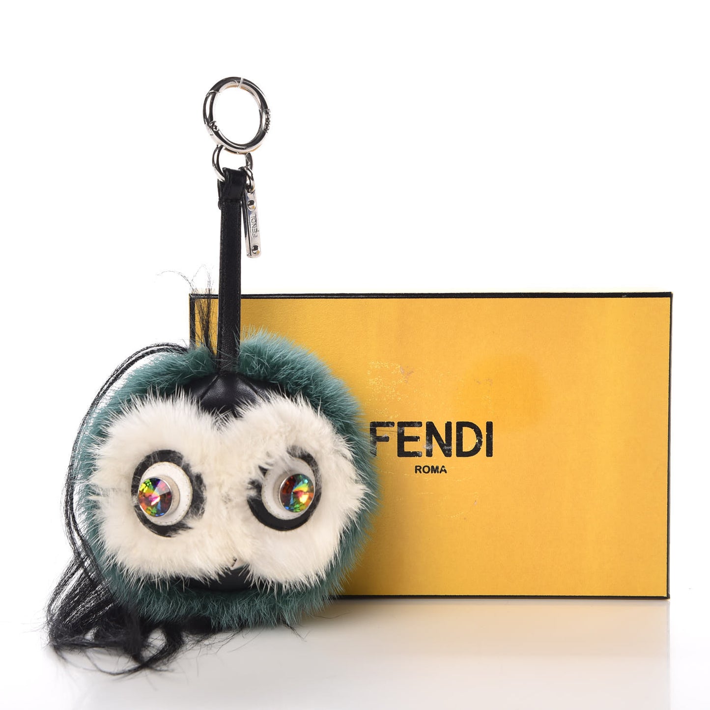 Mink Goat Fur QuTweet Cucaoo Bag Bug Charm Green White