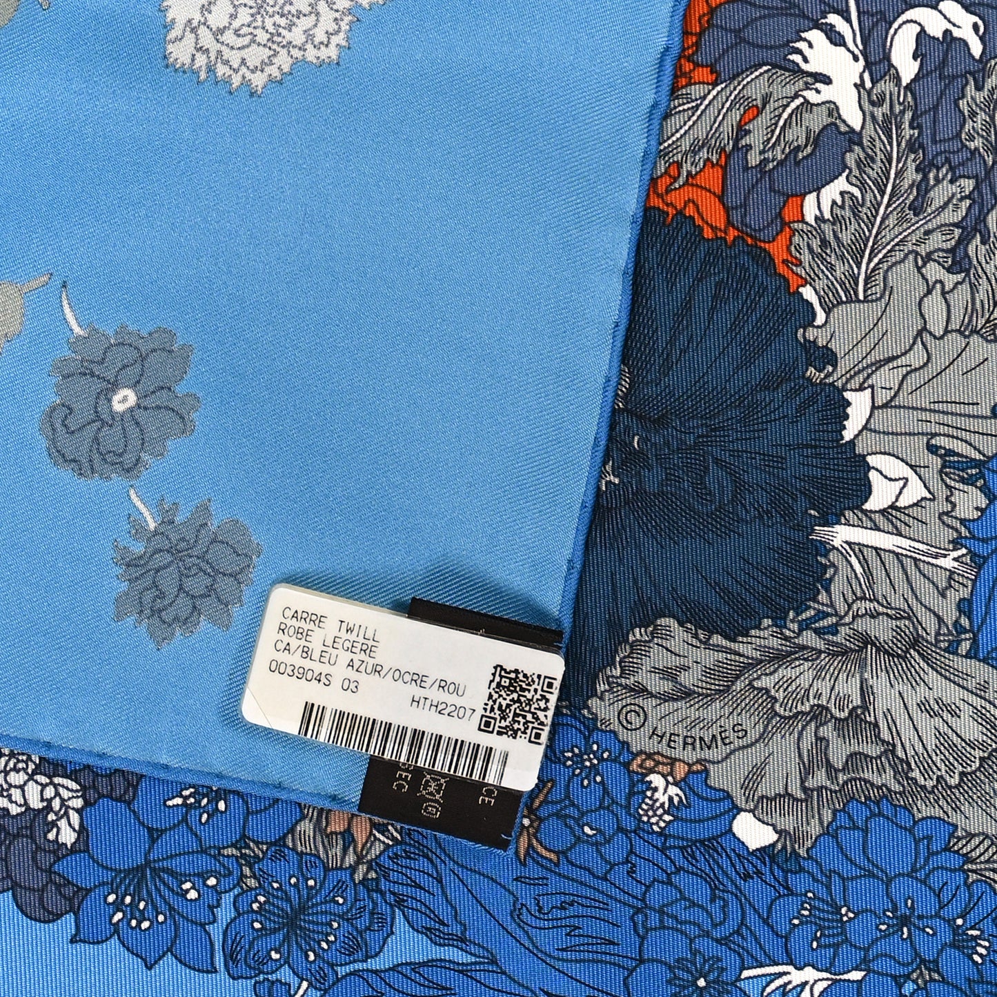 Silk Robe Legere Scarf 90 Bleu Azure Ocre Roux