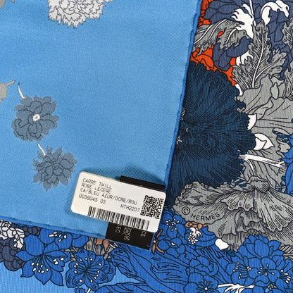 Hermes Silk Robe Legere Scarf 90 Bleu Azure Ocre Roux 3 of 3