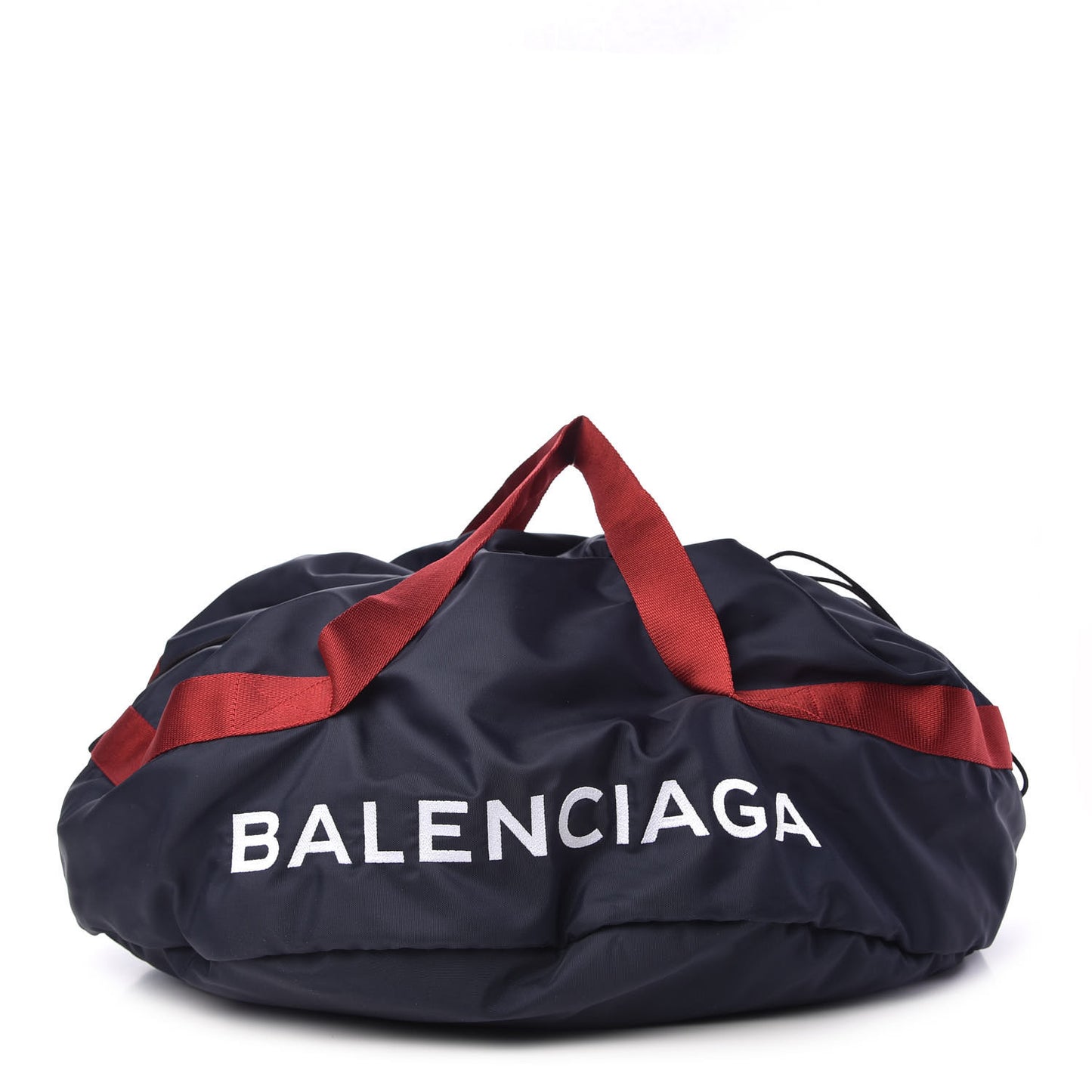 Textured Sport Nylon Logo Embroidered M Wheel Gym Bag Bleu Navy Rouge