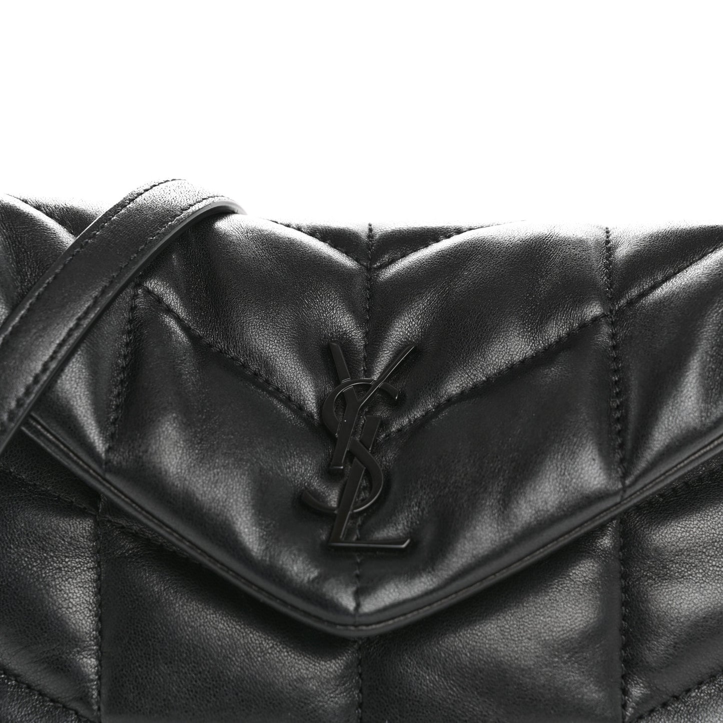 Lambskin Quilted Toy Loulou Puffer Monogram Monochrome Chain Satchel Black
