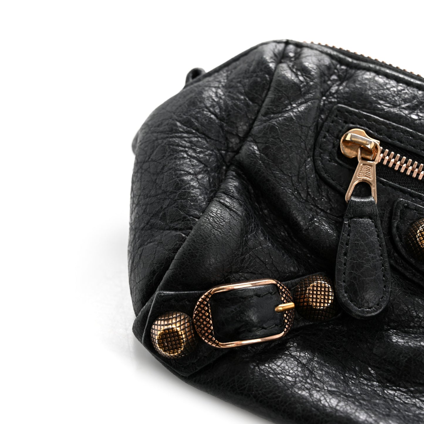 Agneau Giant 12 Rose Gold Hardware Pencil Case Black