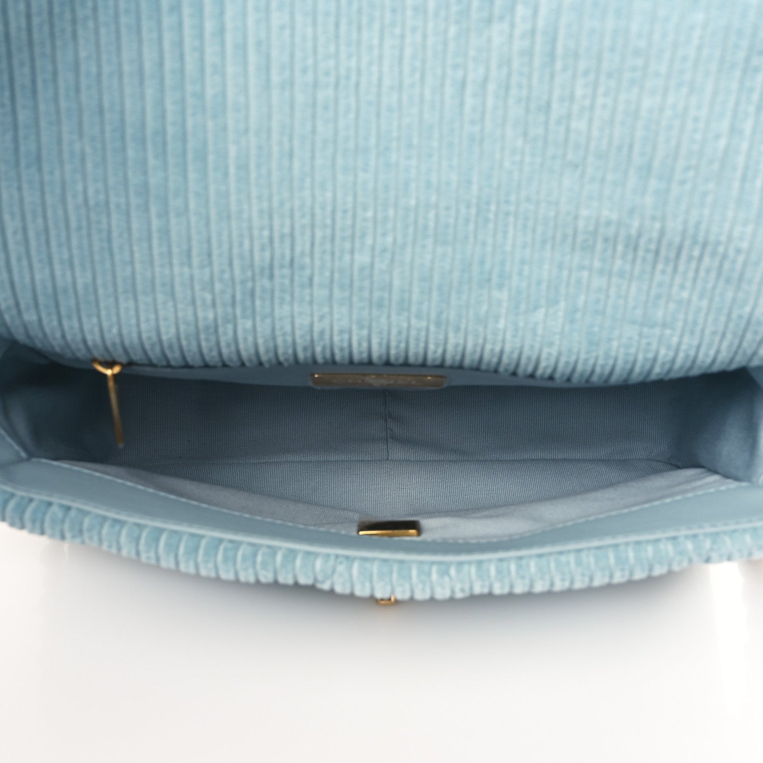 Chanel Corduroy Quilted Medium Chanel 19 Flap Light Blue 5 of 9