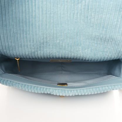 Chanel Corduroy Quilted Medium Chanel 19 Flap Light Blue 5 of 9