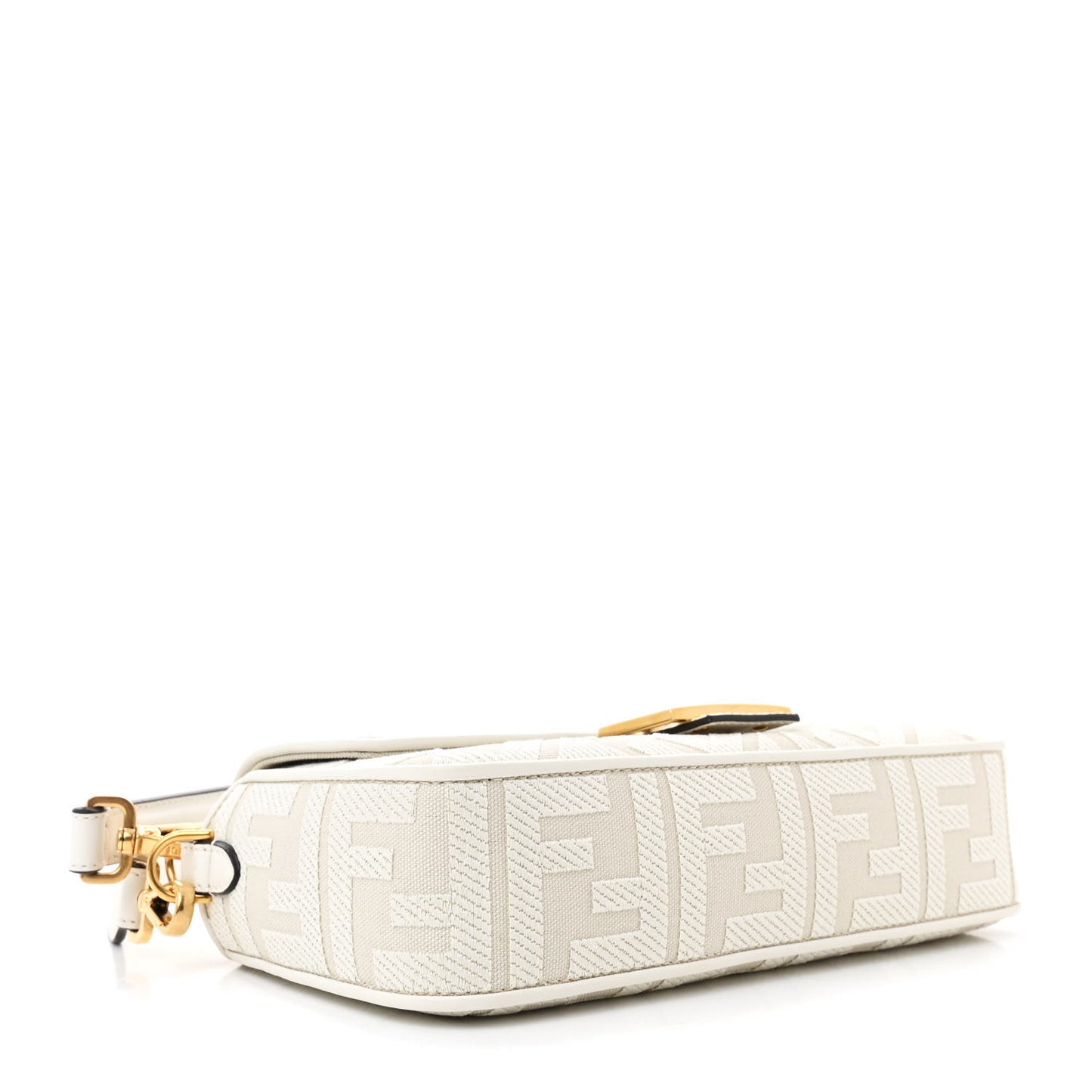 Canvas Vitello King Extra Strap FF Embroidered Baguette White Ice