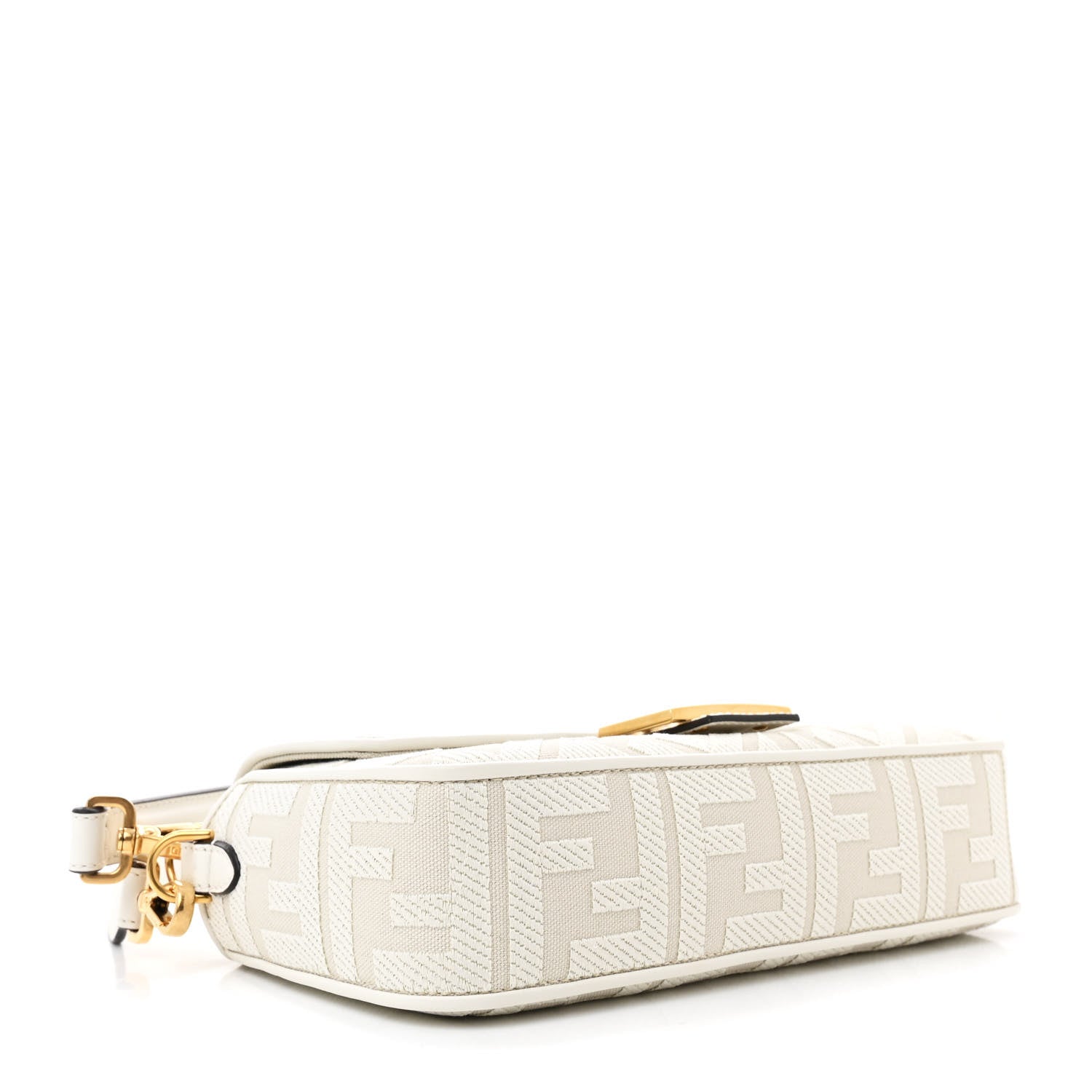Fendi Canvas Vitello King Extra Strap FF Embroidered Baguette White Ice 4 of 13
