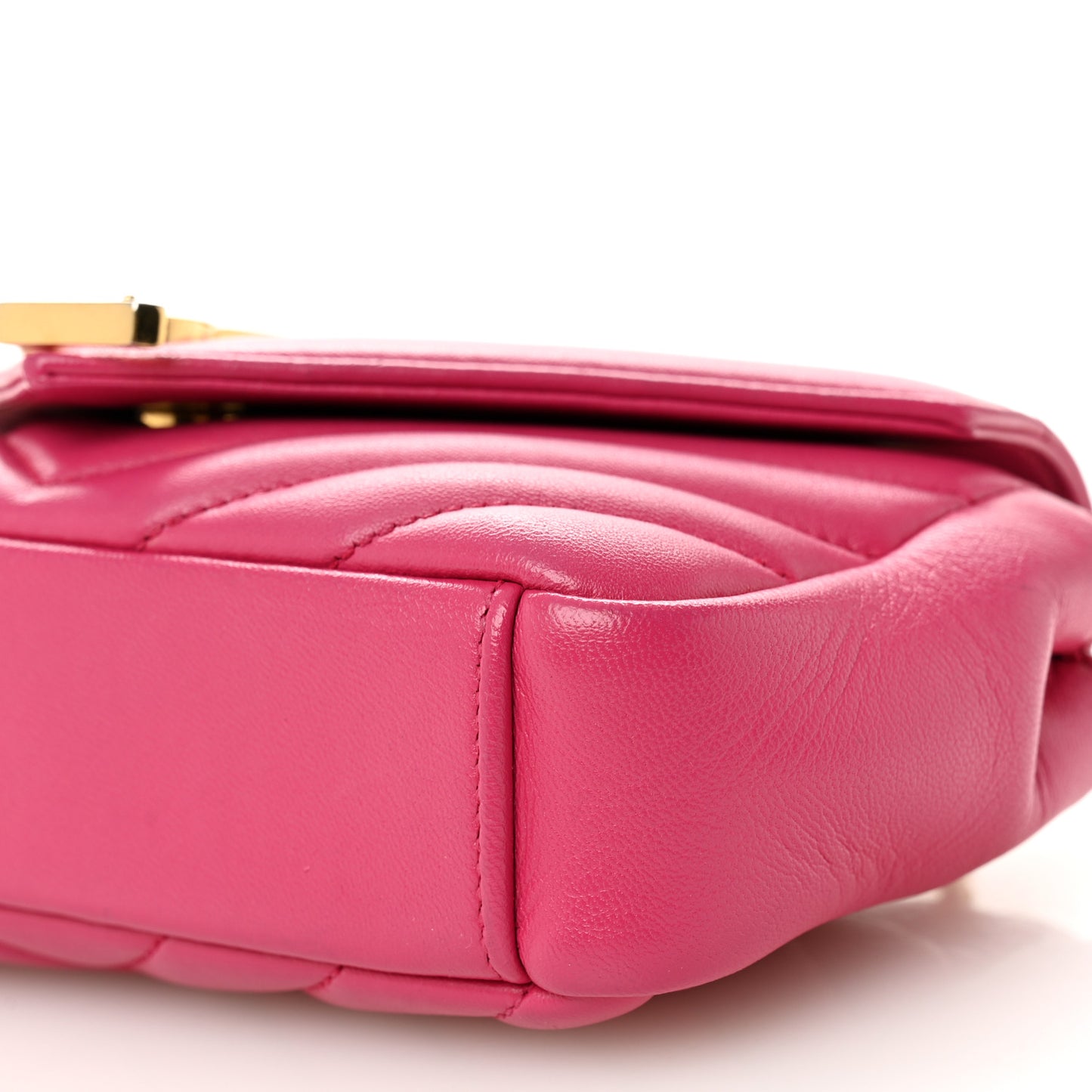 Calfskin Matelasse Chevron Classic Monogram Baby Chain Bag Fuchsia