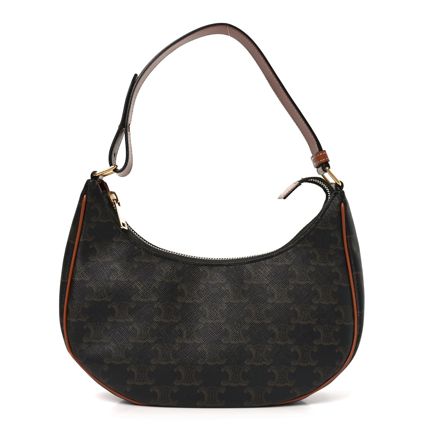 Celine Triomphe Canvas Calfskin Ava Shoulder Bag Tan 1 of 11
