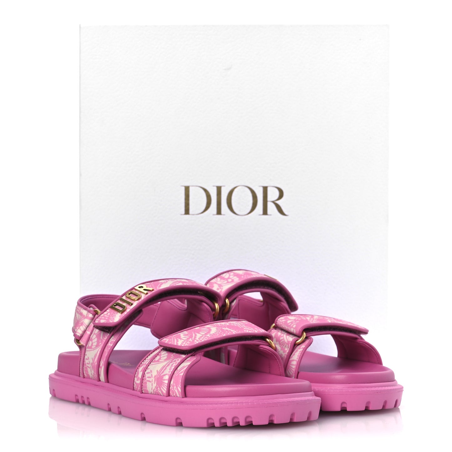 Technical Fabric All Over Butterflies Dioract 10mm Sandals 38 Peacock Pink
