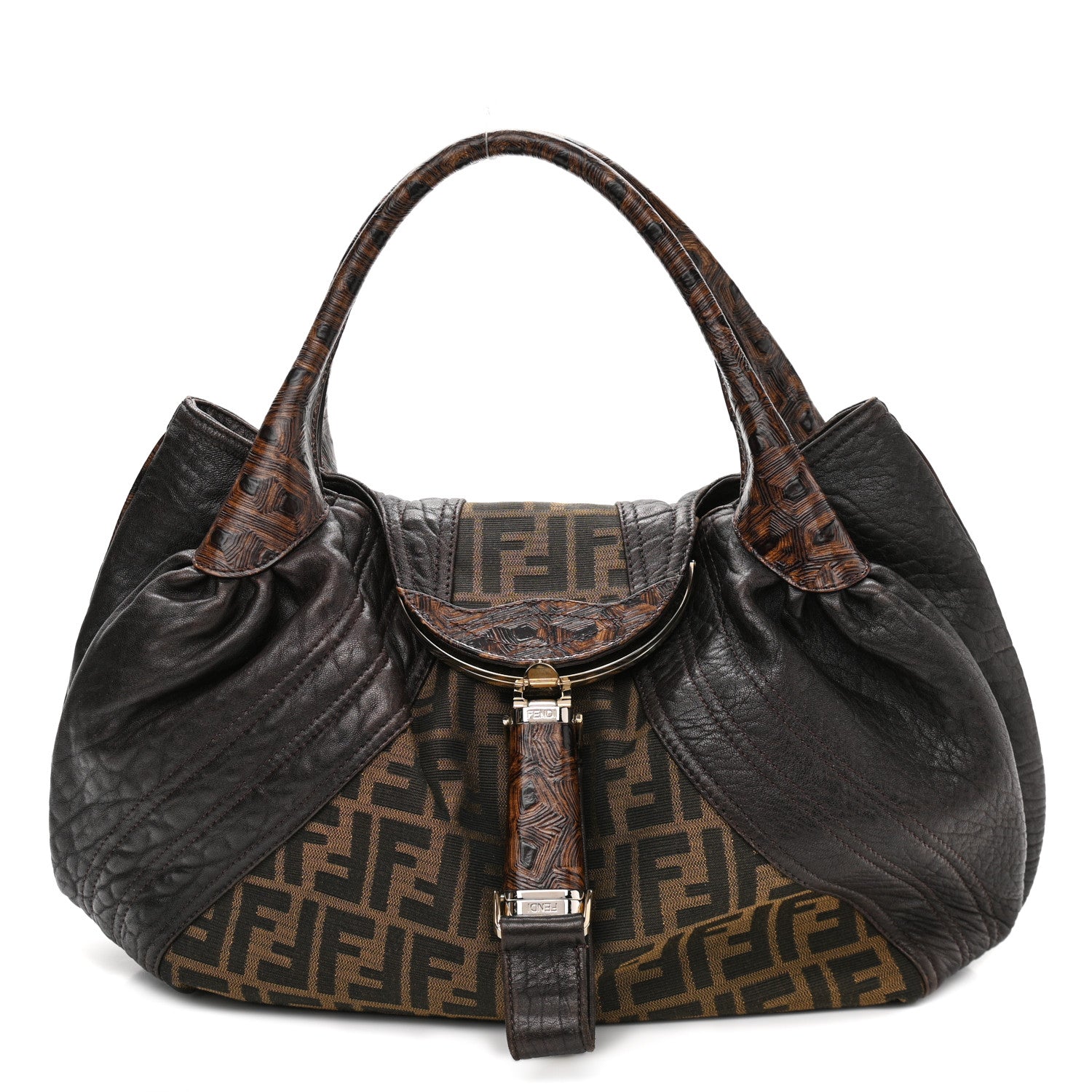 Fendi Zucca Nappa Nuvolata Vitello Tortuga Spy Tobacco Moro 1 of 11