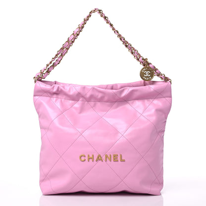 Chanel Shiny Calfskin Quilted Small Chanel 22 Pink 2 of 9