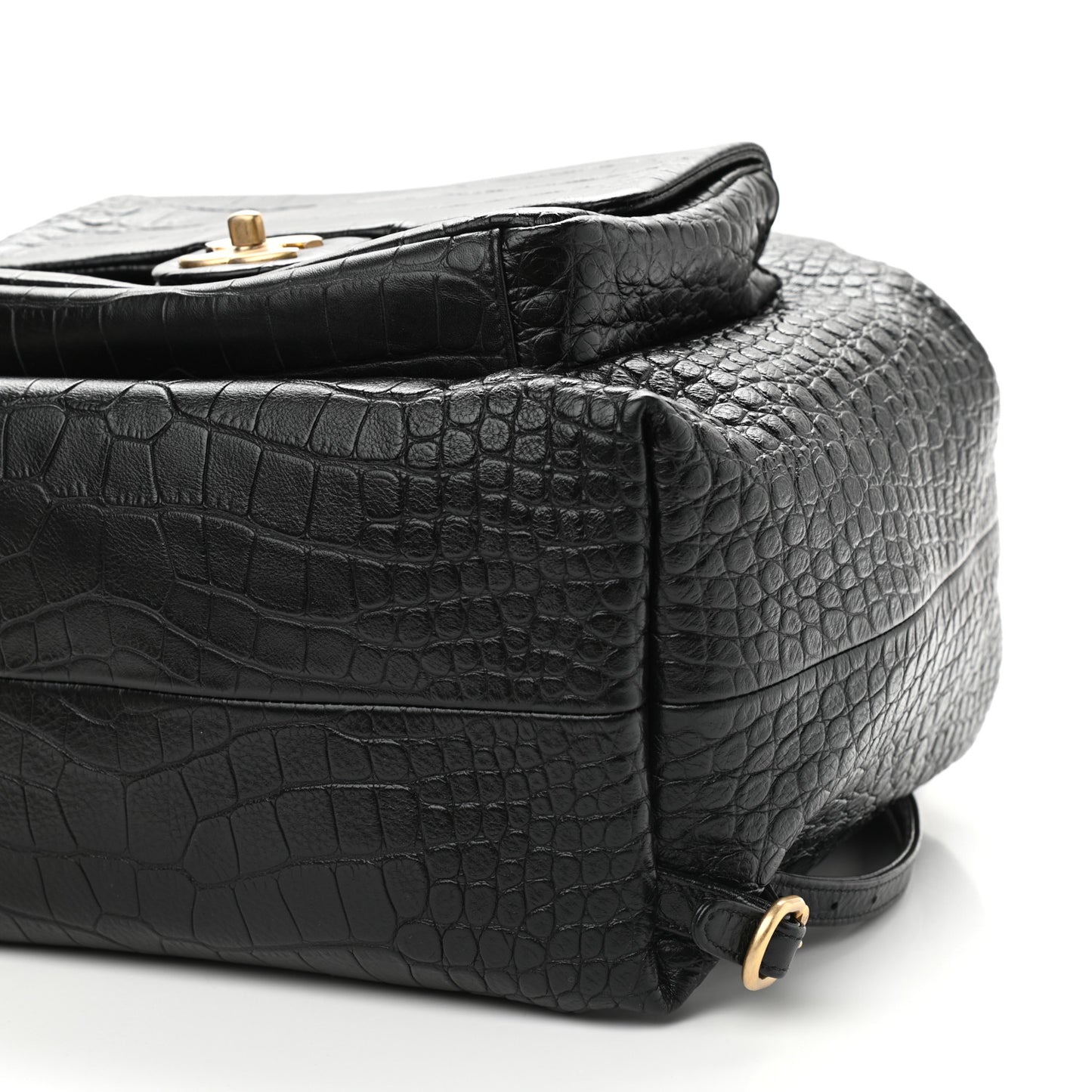Calfskin Crocodile Embossed Large Backpack Black