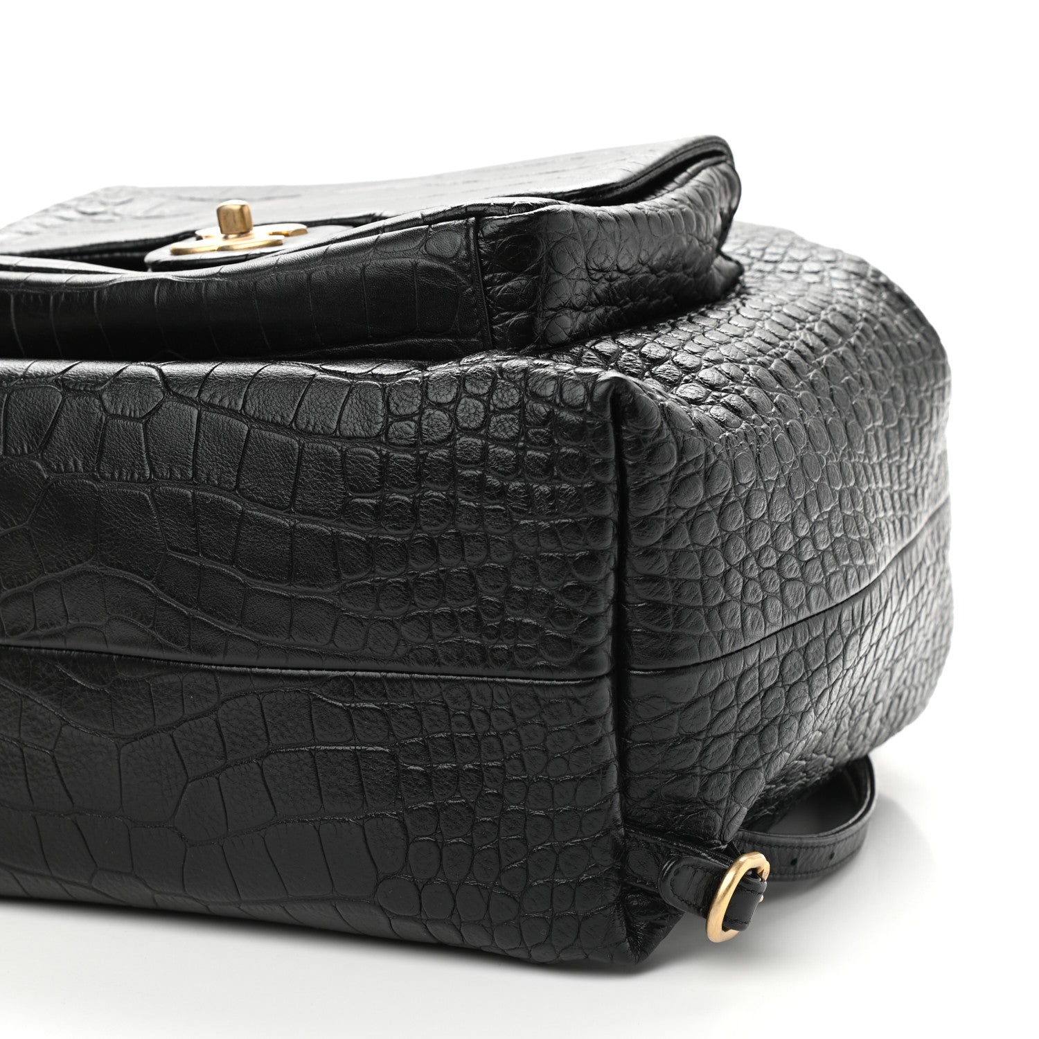 Chanel Calfskin Crocodile Embossed Large Backpack Black 9 of 9