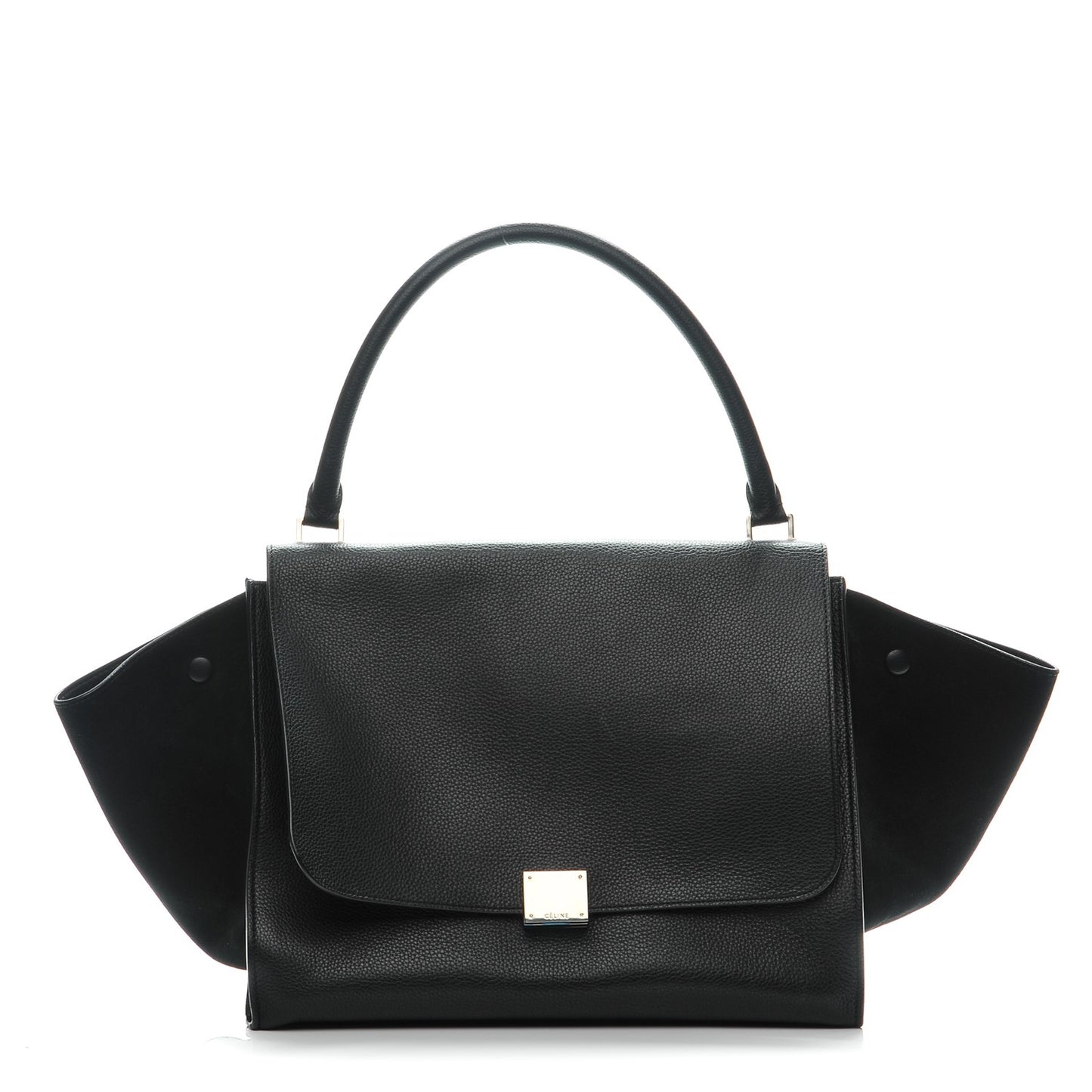 Drummed Calfskin Suede Large Trapeze Black