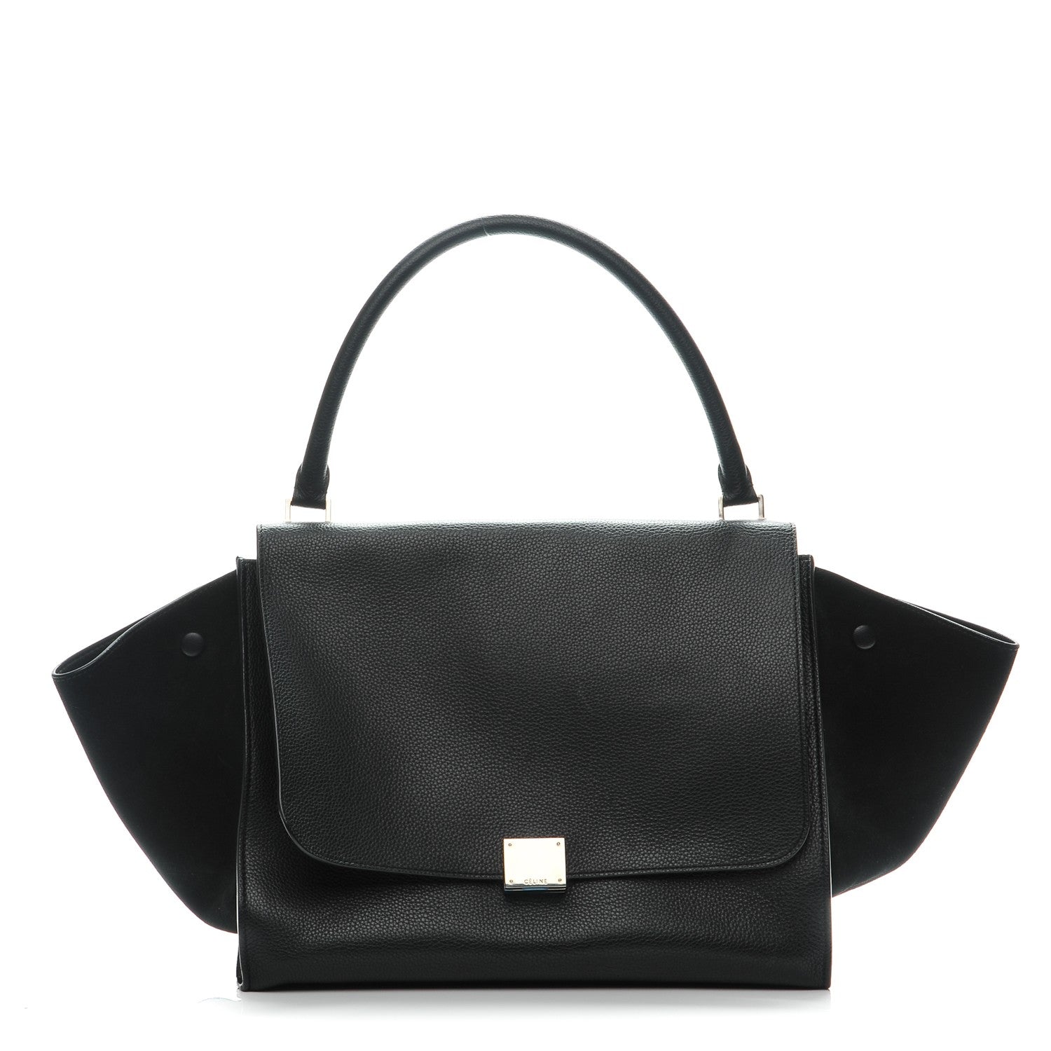 Celine Drummed Calfskin Suede Large Trapeze Black 1 of 8