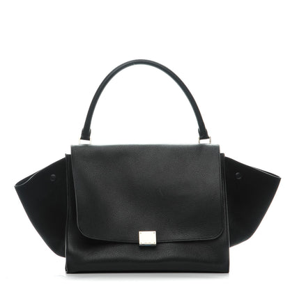 Celine Drummed Calfskin Suede Large Trapeze Black 1 of 8