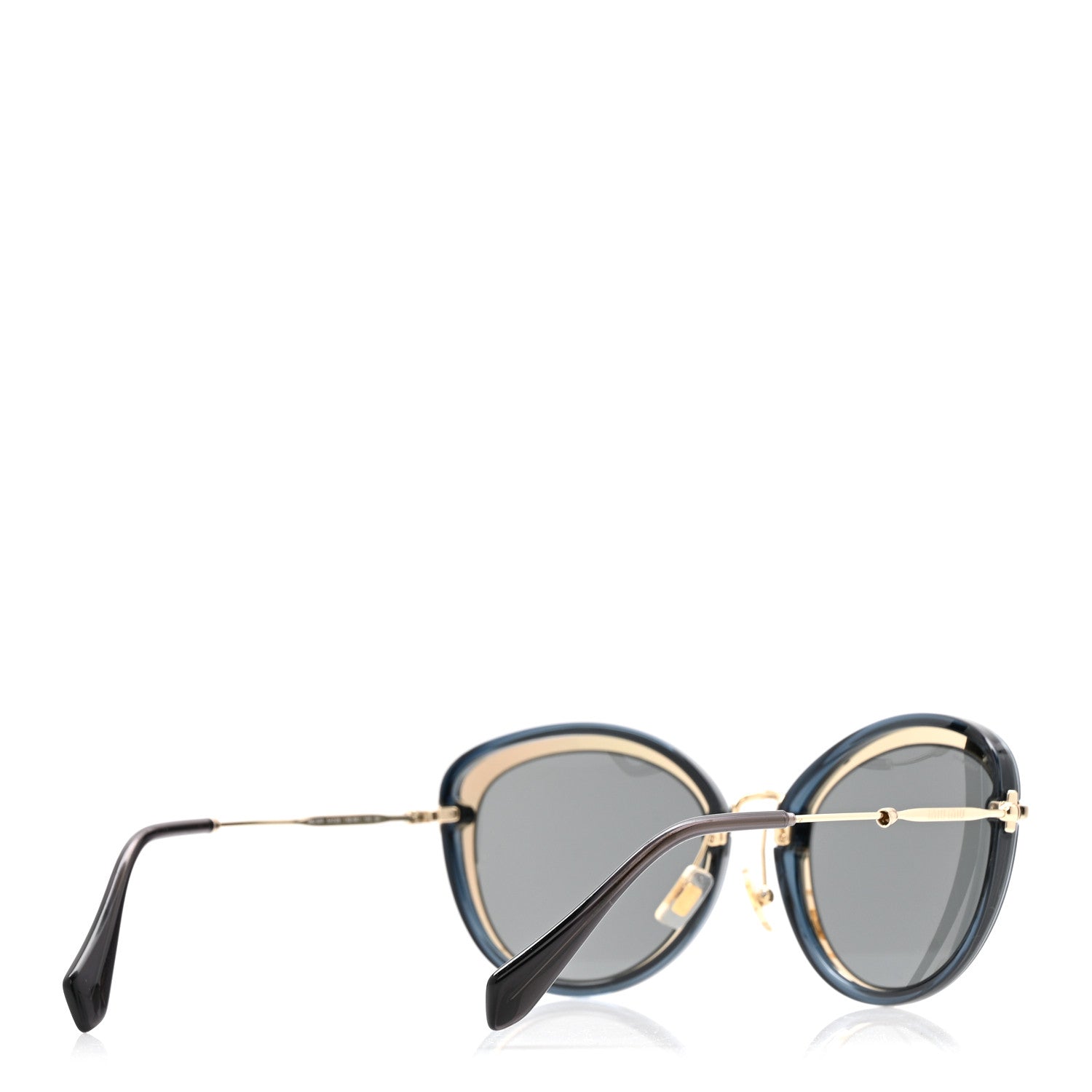 Miu Miu Metal Acetate Round Sunglasses SMU 50R Blue Gold 4 of 9