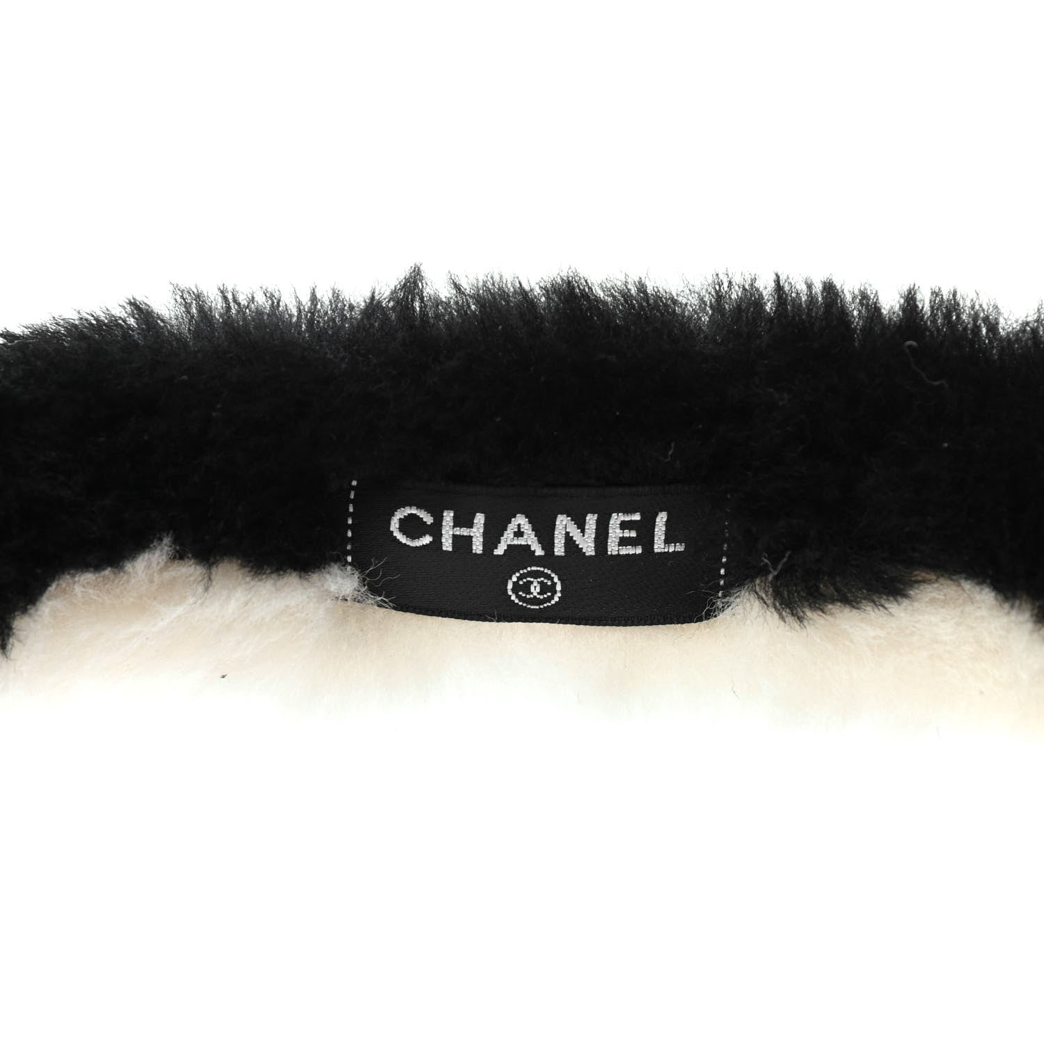 Chanel Shearling CC Bi-Color Ear Muffs White Black 3 of 4