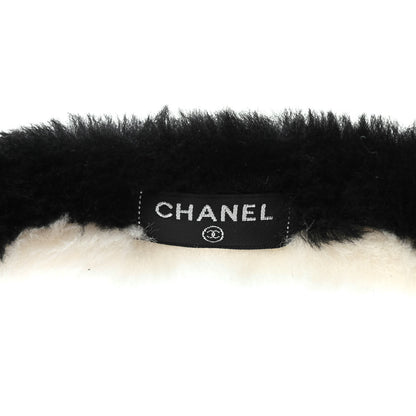 Chanel Shearling CC Bi-Color Ear Muffs White Black 3 of 4