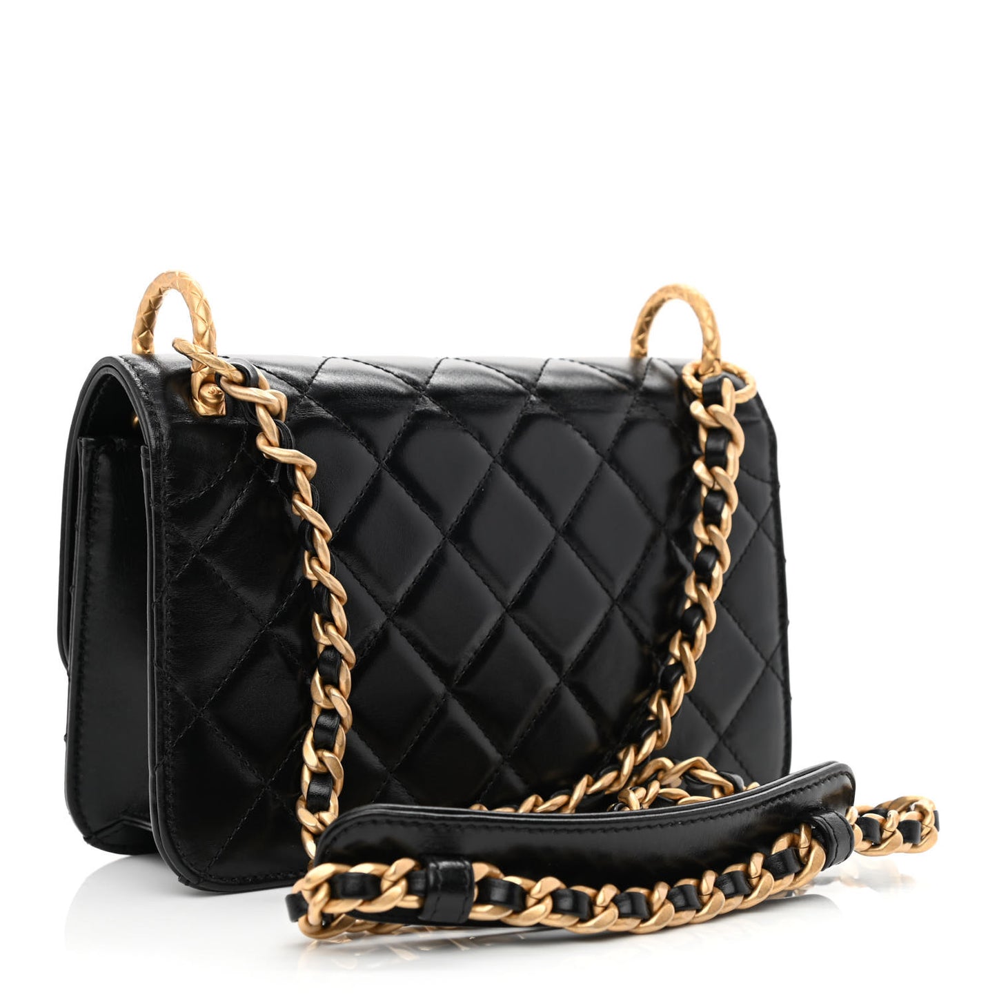 Calfskin Quilted Mini Coco Ring Flap Black