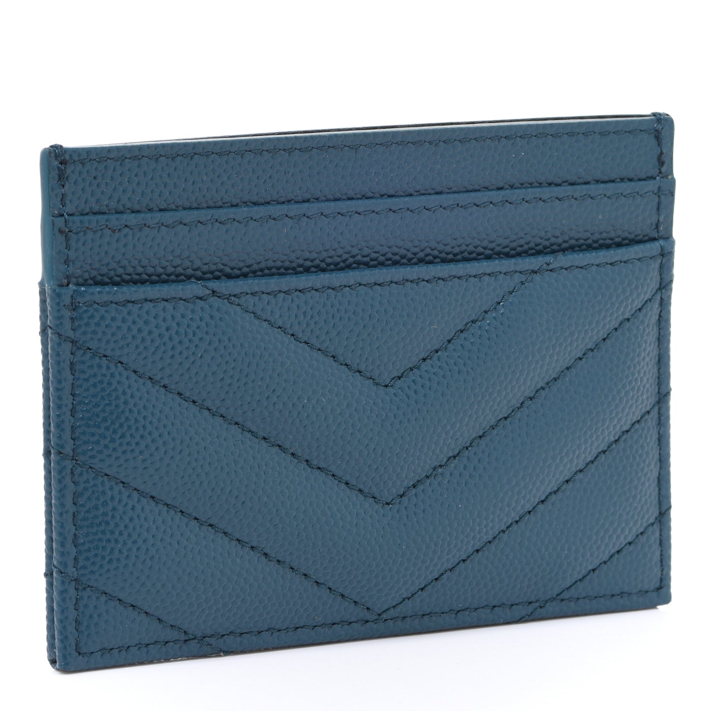 Grain De Poudre Matelasse Chevron Monogram Credit Card Case Peacock Green