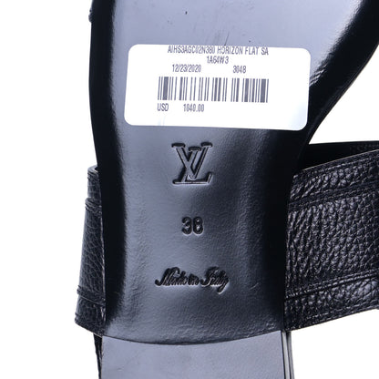 Louis Vuitton Grained Calfskin Horizon Flat Sandals 38 Black 7 of 9