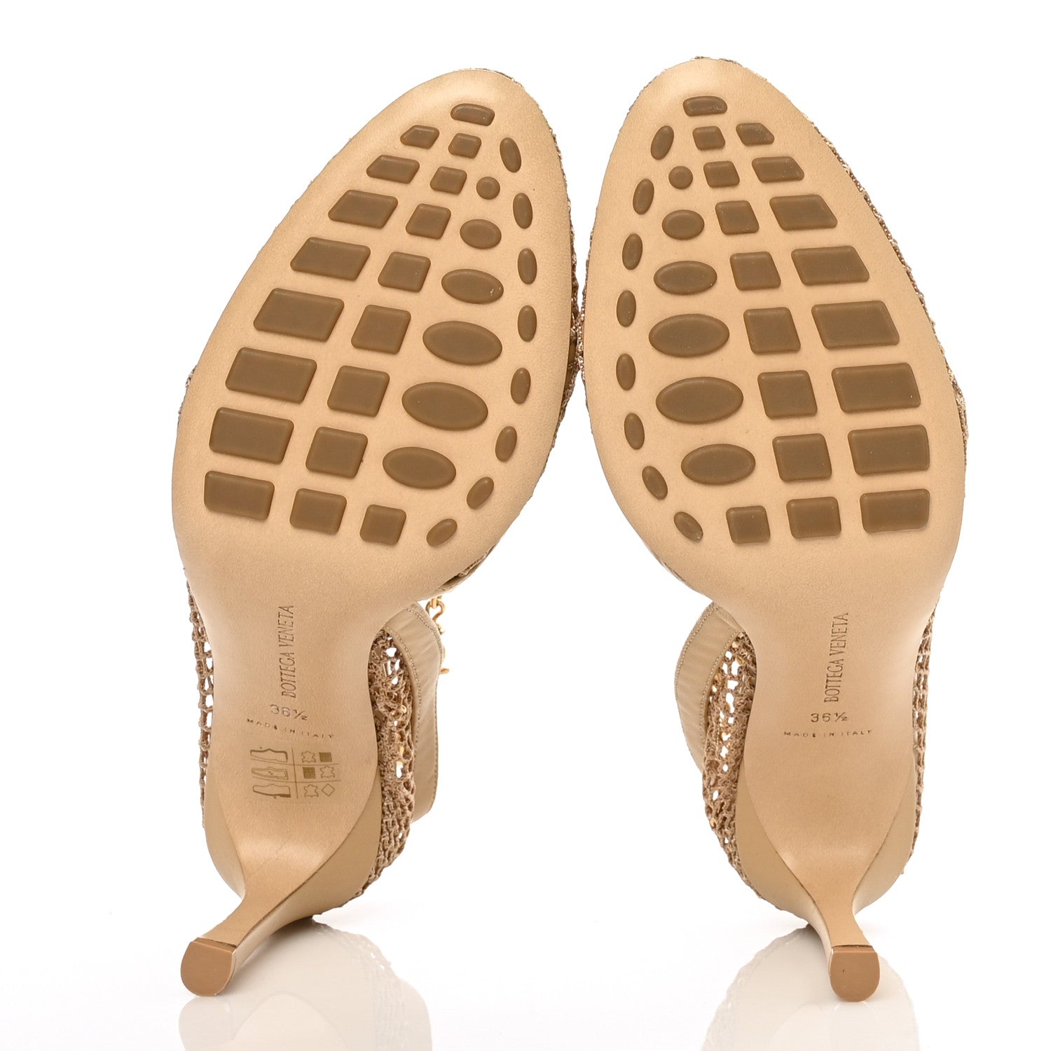 Bottega Veneta Mesh Calfskin Chain Stretch Pumps 36.5 Beige 5 of 7