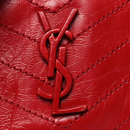 Saint Laurent Crinkled Calfskin Matelasse Niki Bill Pouch Red 11 of 11