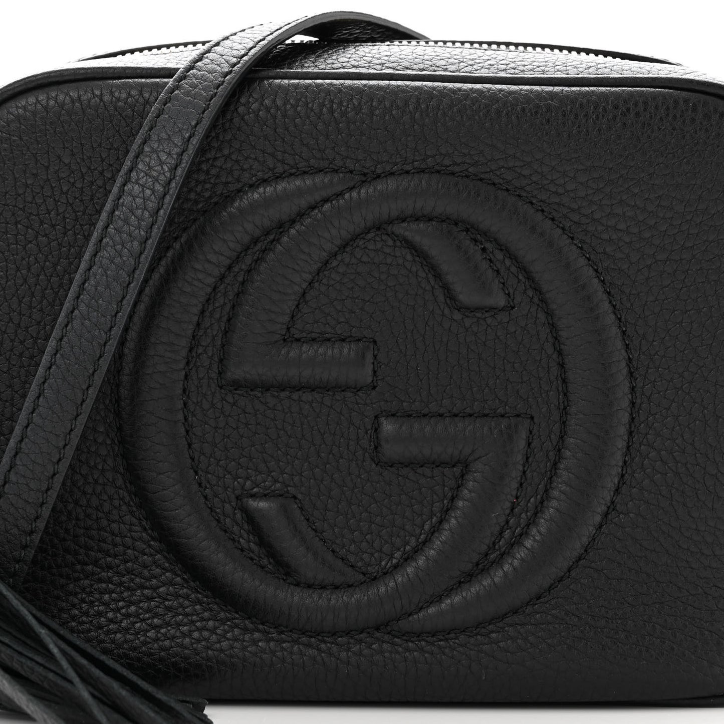 Pebbled Calfskin Small Soho Disco Bag Black
