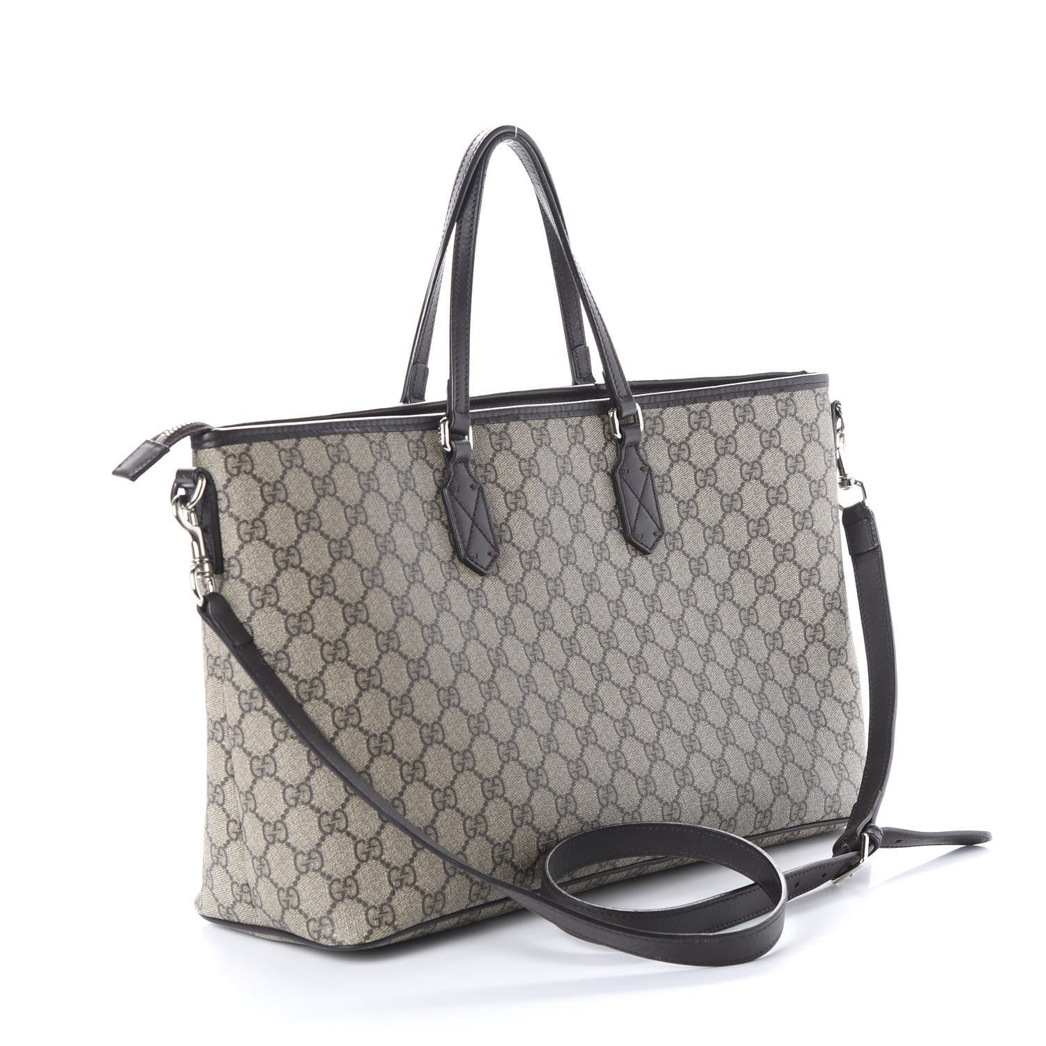 Gucci GG Supreme Monogram Medium Zippered Tote Dark Brown 2 of 11