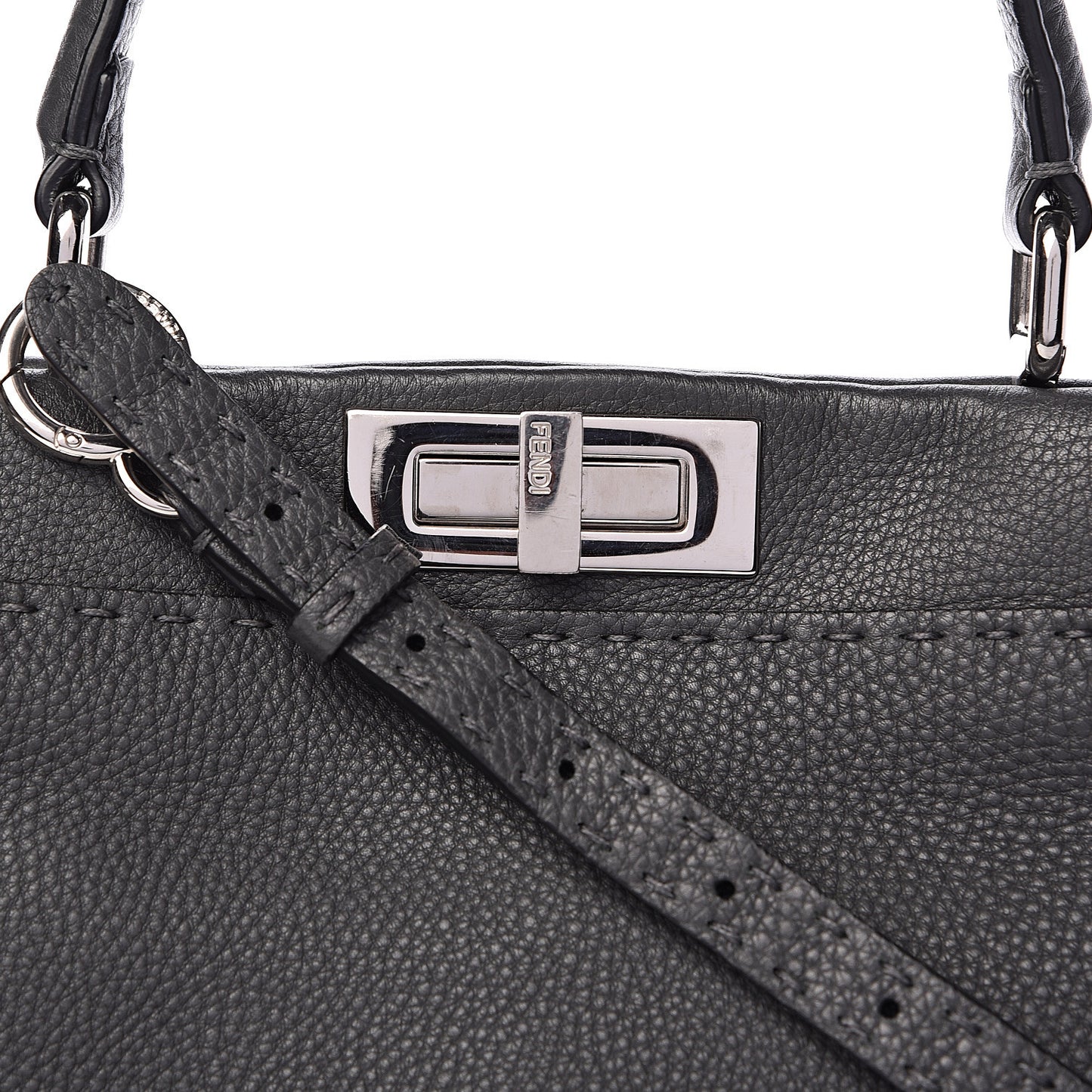 Cuoio Romano Selleria Bi-Color Medium Peekaboo Iconic Satchel Asfalto Latte