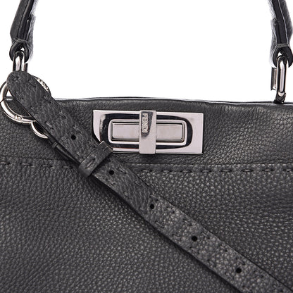 Fendi Cuoio Romano Selleria Bi-Color Medium Peekaboo Iconic Satchel Asfalto Latte 11 of 14