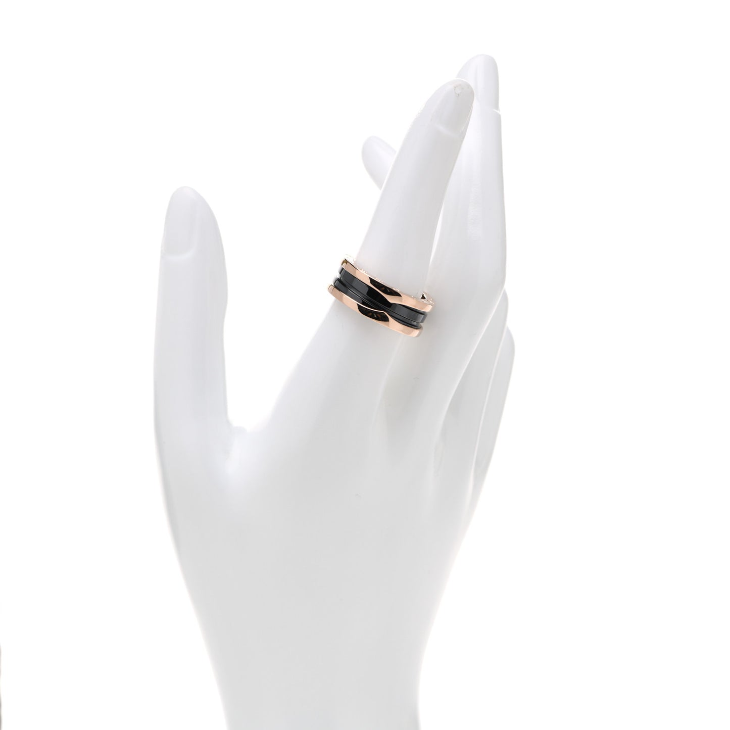 18K Rose Gold Black Ceramic B.Zero1 Two-Band Ring 57 8