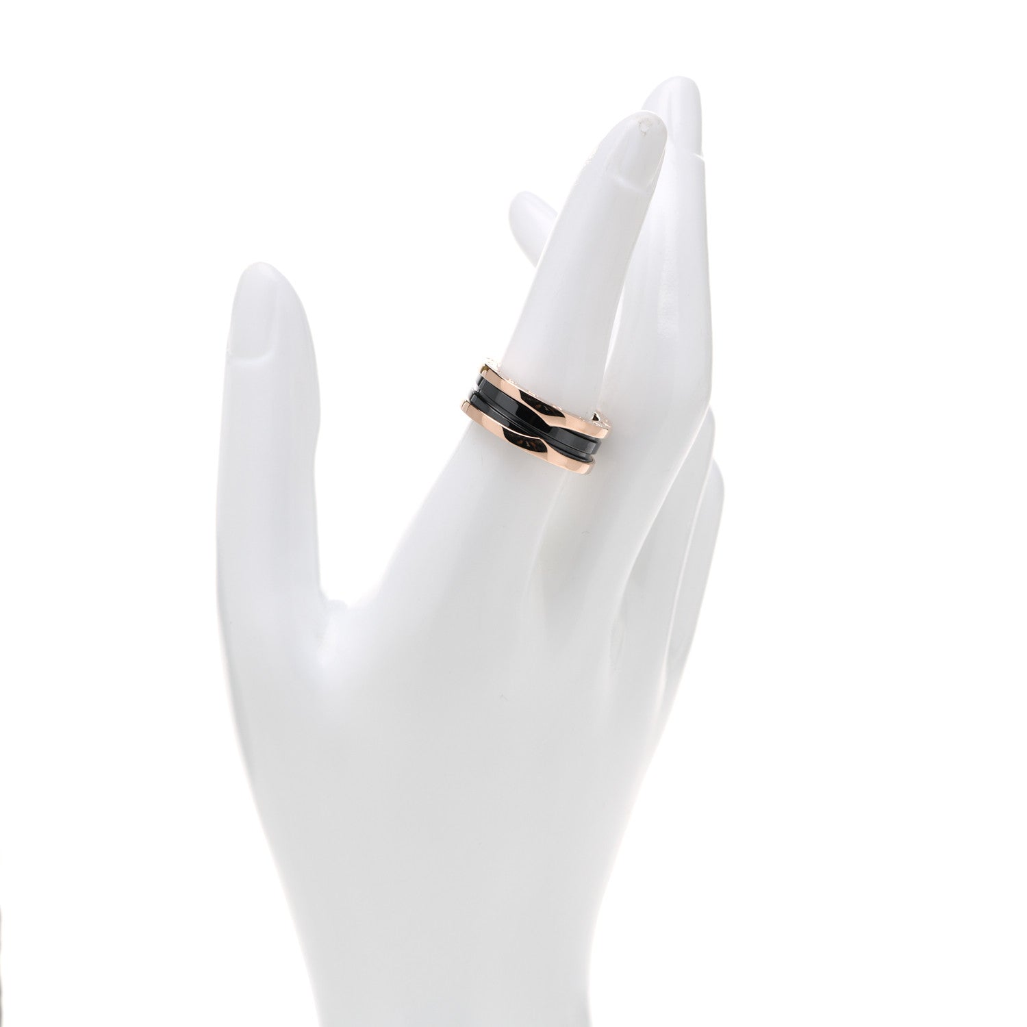 Bulgari 18K Rose Gold Black Ceramic B.Zero1 Two-Band Ring 57 8 2 of 6