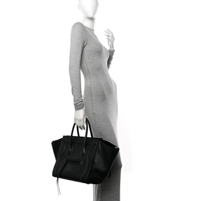 Celine Supple Calfskin Medium Phantom Luggage Black 2 of 14