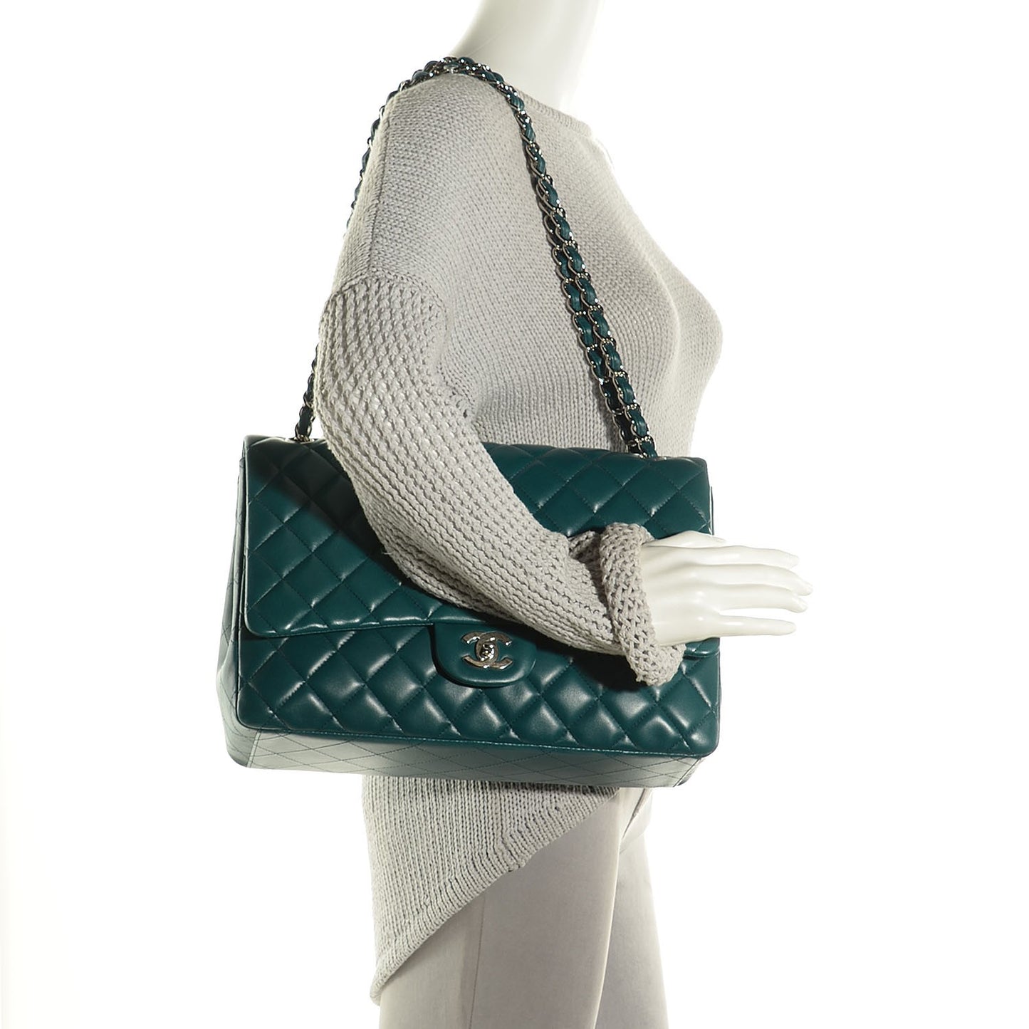Lambskin Maxi Single Flap Turquoise