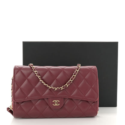 Chanel Lambskin Quilted Phone Holder Wallet on Removable Chain Burgundy 13 of 13