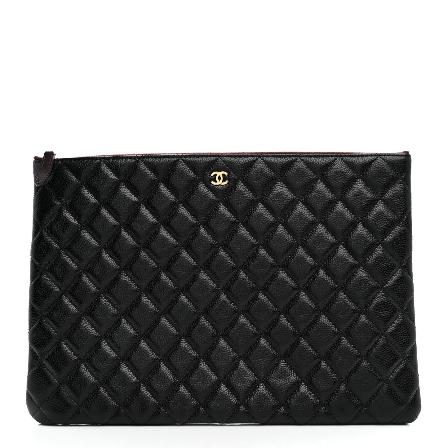 Caviar Quilted Large Cosmetic Case Black