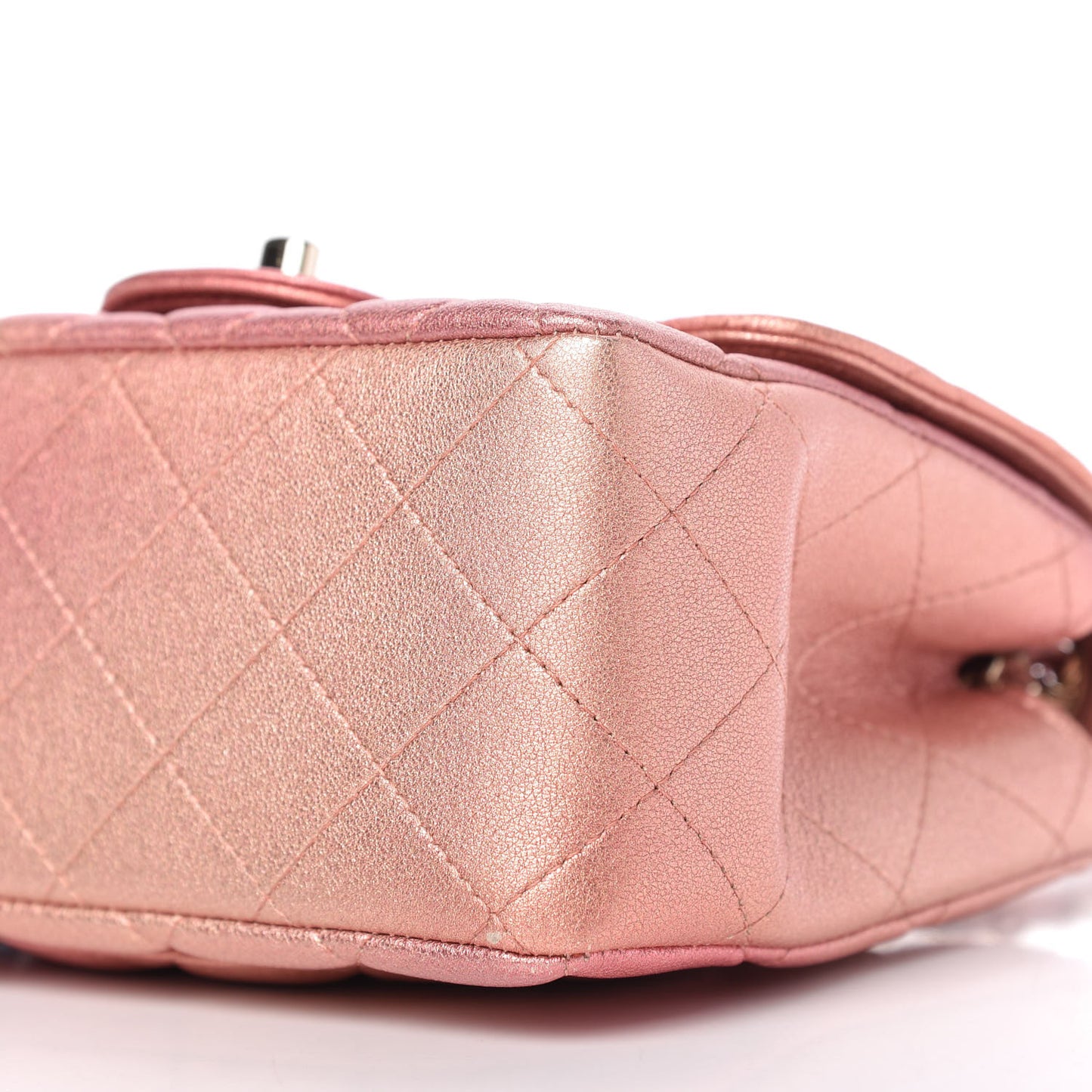 Metallic Lambskin Quilted Ombre Mini Square Flap Pink