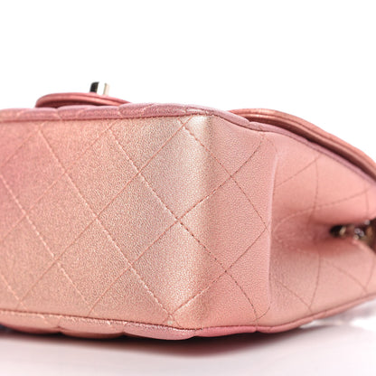 Chanel Metallic Lambskin Quilted Ombre Mini Square Flap Pink 7 of 10