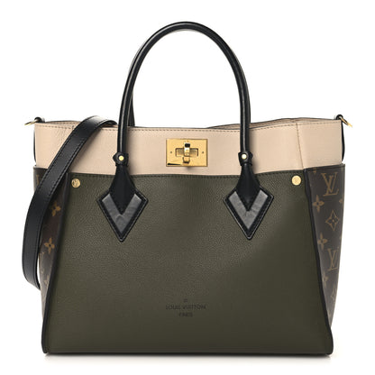 Louis Vuitton Calfskin Monogram On My Side MM Laurier Green Toffee Latte Beige 1 of 9