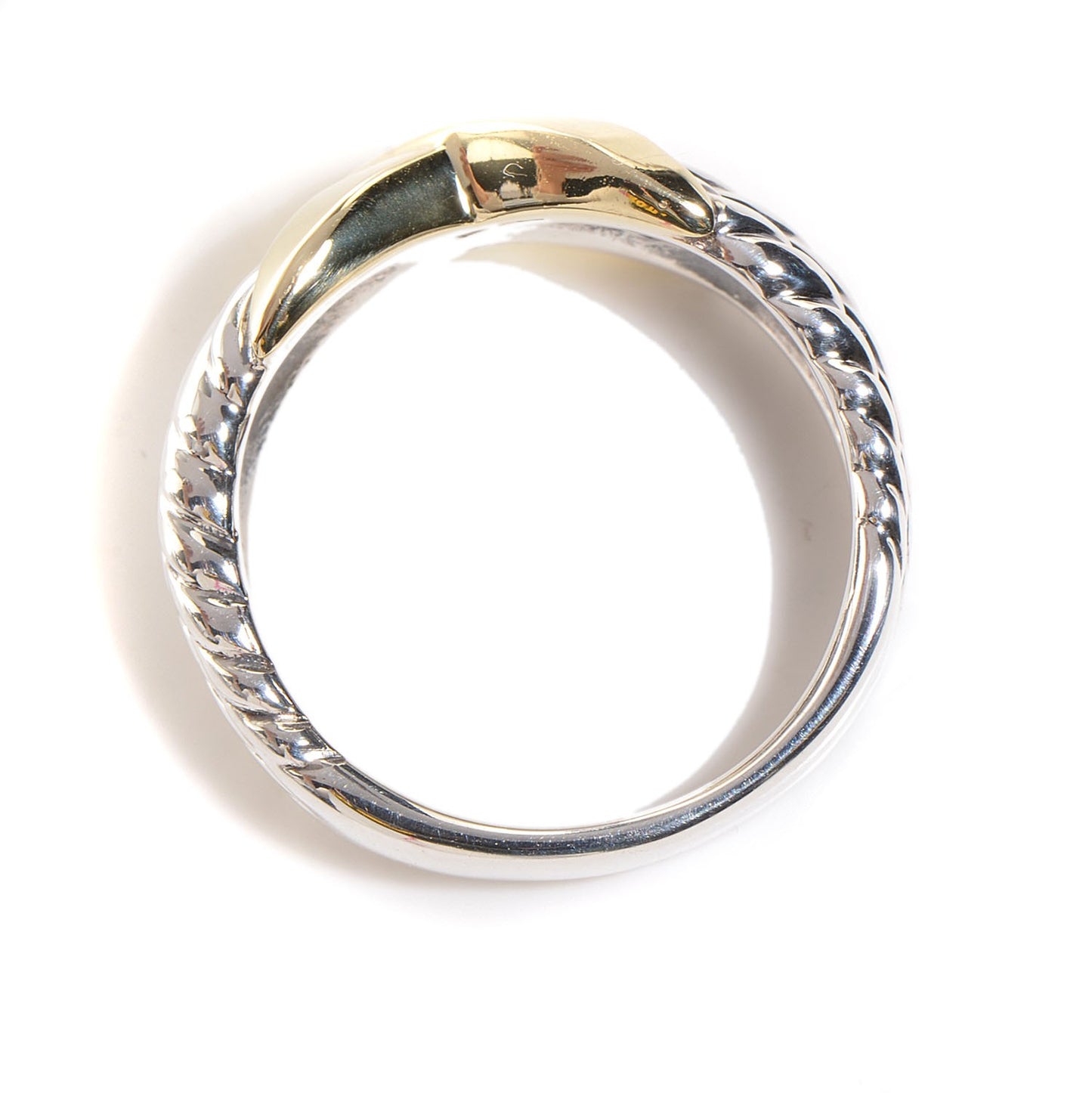 Sterling Silver 14k Yellow Gold X Triple Row Ring 7